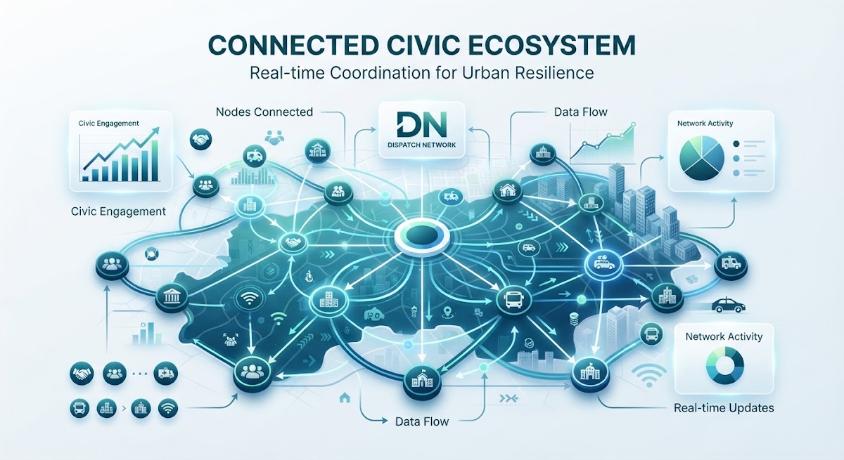 Illustration of a connected civic ecosystem